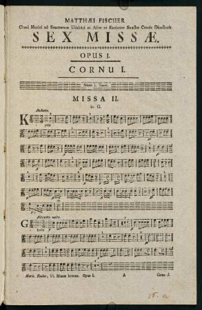 1-9, Sex Missae. Opus I. Cornu I.