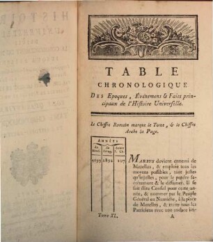 Histoire Universelle, Depuis Le Commencement Du Monde Jusqu'a Présent, 40. Table Chronologique De L'Histoire Ancienne