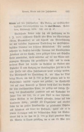 681-684 [Rezension] Werner, Karl, Alcuin und sein Jahrhundert