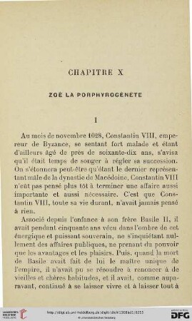 Chapitre X: Zoé la Porphyrogénète