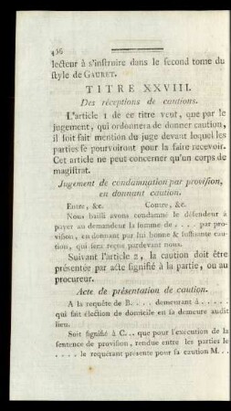 Titre XXVIII. Des réceptions de cautions