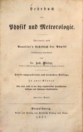 Pouillet's Lehrbuch der Physik und Meteorologie : in zwei Bänden. 2