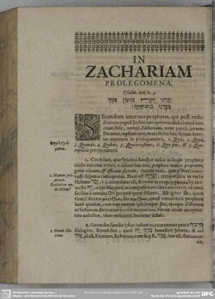 In Zachariam Prolegomena