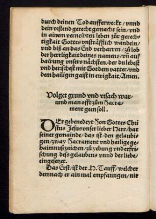 Volget grund und ursach warumb man offt zum Sacrament geen soll.