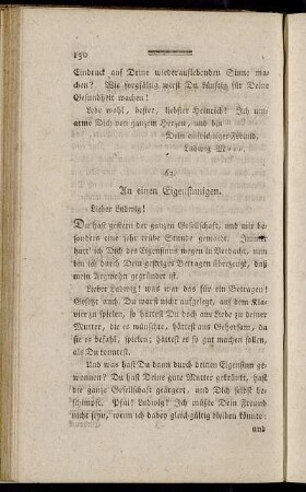 62. An einen Eigensinnigen