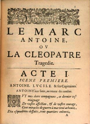 Le Marc-Antoine ou la Cléopâtre : Tragedie