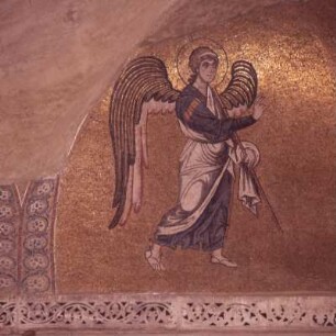 Athen. Dafní. Gabriel der Verkündigung, Mosaik 1080, Trompe