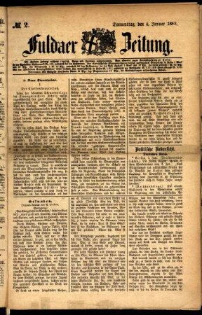 Ausgabe vom Donnerstag, den 04. Januar 1883.