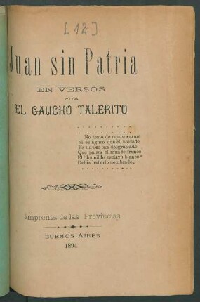 Juan sin patria : en versos