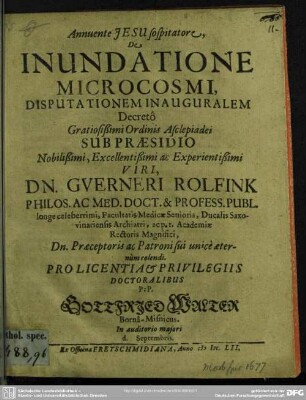 De inundatione microcosmi disputationem
