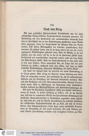 VIII. Nach dem Kriege