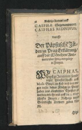Caiphae Gegenantwort. Caiphas Redivivus ...