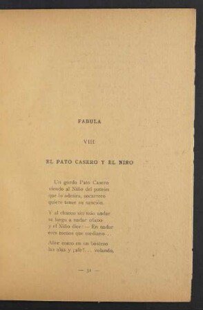 Fábula VIII - El pato caseroy el niño