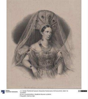 Porträt der Kaiserin Alexandra Feodorowna mit Kokoschnik
