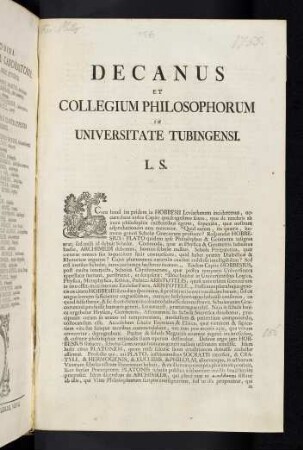 Decanus et Collegium Philosophorum ...