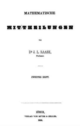 Heft 2: Mathematische Mittheilungen. Zweites Heft