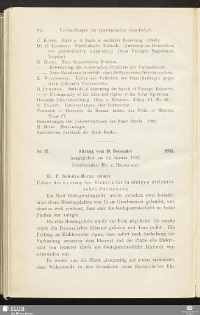 No. 17. Sitzung vom 18. December 1885