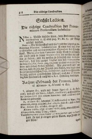 Sechste Lection. ... der Pronominum Personalium indefinitorum.