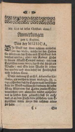 Anmerkungen zum I. Kapittel. Von der Musica
