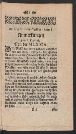 Anmerkungen zum I. Kapittel. Von der Musica