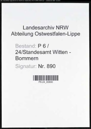 Sterberegister Standesamt Witten-Bommern