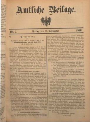 7: Beilage vom Freitag, 11. September 1908