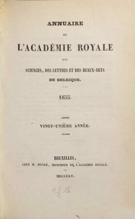 Annuaire. 21. 1855