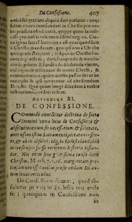 Articulus XI. De Confessione.