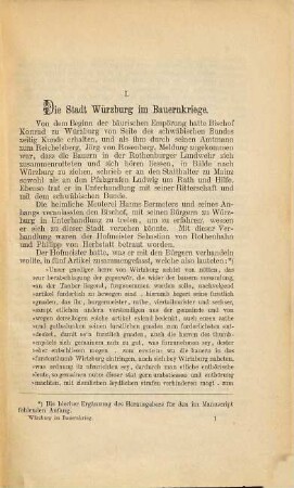 Die Stadt Würzburg im Bauernkriege
