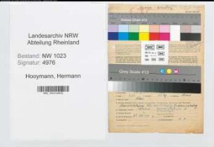 Entnazifizierung Hermann Hooymann , geb. 16.09.1900 (Hotelier)