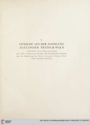 I. Gemälde aus der Sammlung Alexander Tritsch- Wien (Nr. 1-37)