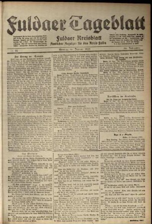 Ausgabe vom Montag, den 16. Januar 1922.