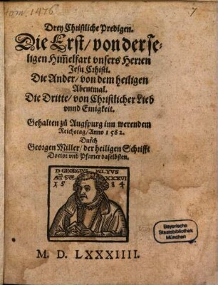 3 Predigten, von der Himmelfahrt, Abendmal, christlichen Liebe