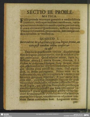 Sectio III. Problematica