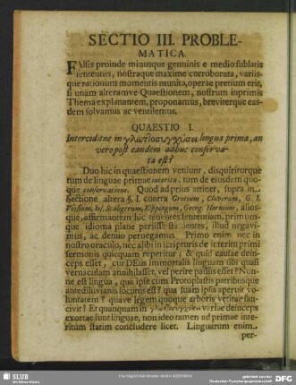 Sectio III. Problematica