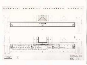 Technische Universität Berlin Hauptgebäude: Vorprojekt Grundriss 6. Obergeschoss, Dachaufsicht 1:200