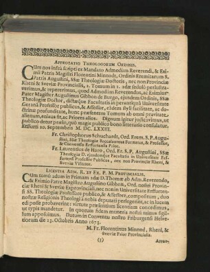 Approbatio Theologorum Ordinis.