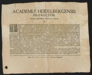 Academiae Heidelbergensis Prorector Omnibus Jurisdictioni Academiae subjectis S.