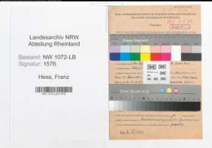 Entnazifizierung Franz Hess , geb. 20.02.1900 (Polizist)