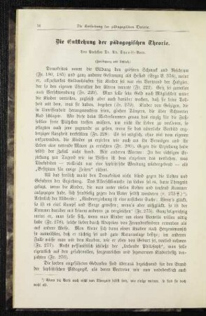 ¬Die¬ Entstehung der pädagogischen Theorie : (Fortsetzung statt Schluß)