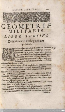 GEOMETRIAE MILITARIS. LIBER TERTIUS. Definitiones ad Orthographium Spectantes.