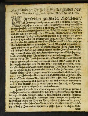 Ferdinandt der Dritte von Gottes gnaden/ Erwöhlter Römischer Kayser/ zu allen zeitten/ Mehrer deß Reichs/ etc.