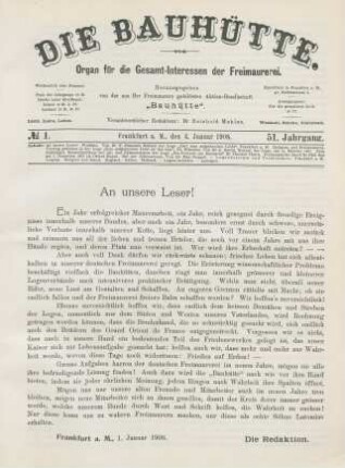 No. 1. Frankfurt a. M., den 4. Januar 1908. 51. Jahrgang.
