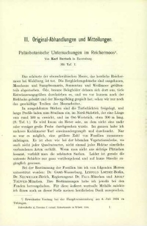 Paläobotanische Untersuchungen im Reichermoos