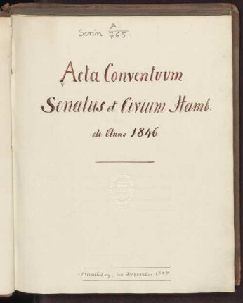 1846: Acta Conventuum Senatus et Civium de Anno Hamb: 1846 : de anno ...