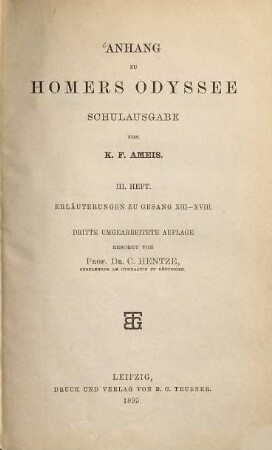 Anhang zu Homers Odyssee - Schulausgabe, 3. Erläuterungen zu Gesang XIII - XVIII