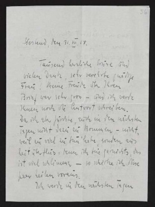 Brief von Arnulf Ansorge an Margarete Hauptmann