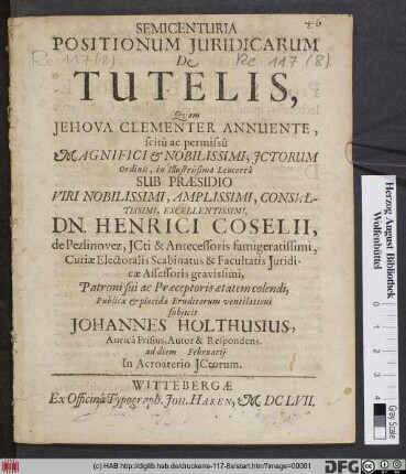 Semicenturia Positionum Iuridicarum De Tutelis