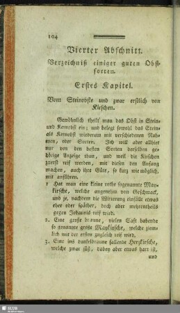 Vierter Abschnitt. Verzeichniß einiger guten Obstsorten