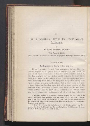 XI. The Earthquake of 1872 in the Owens Valley, California